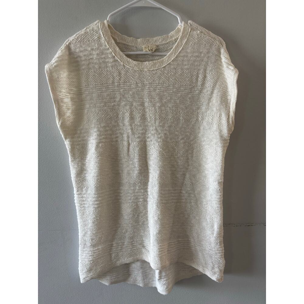 Moth Anthropologie Womens Knit Tunic Top Size Small White Cotton Beachy Coastal